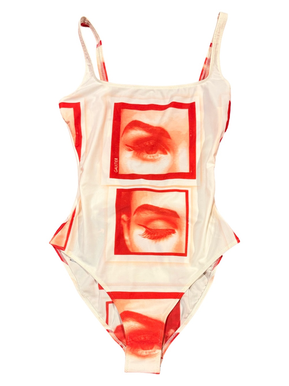 Jean Paul Gaultier Red and White Striped One-Piece Swimsuit